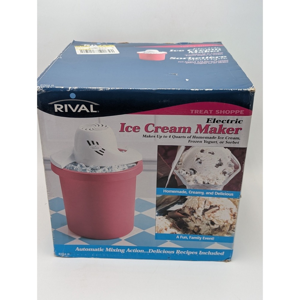 Rival Electric Ice Cream Maker Yogurt Sorbet #8804WPK Pink 4 Quart New Open Box